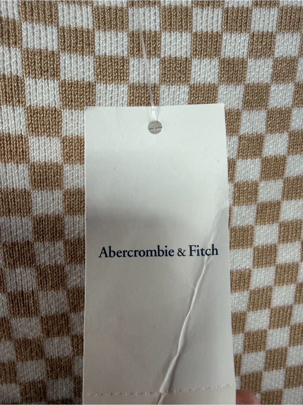 NWT Abercrombie & Fitch Long Sleeve Checkerboard Sweater Dress in Light Brown - Picture 5 of 6